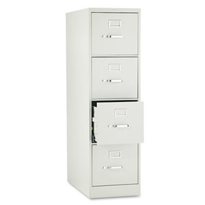 H320 Series Four-Drawer, Full-Suspension File, Letter, 26-1/2" Deep, Light Gray by HON COMPANY