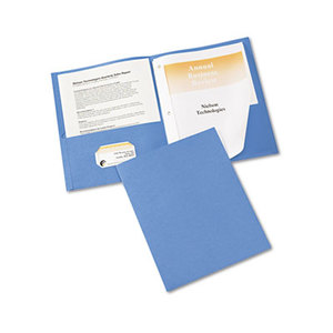 Two-Pocket Report Cover, Tang Clip, Letter, 1/2" Capacity, Blue, 25/Box by AVERY-DENNISON