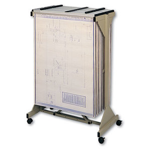 Safco Products 5060 Mobile Plan Center Sheet Rack, 18 Hanging Clamps, 43 3/4 x 20 1/2 x 51, Sand by SAFCO PRODUCTS