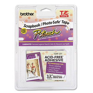 Brother Industries, Ltd TZAF231 TZ Photo-Safe Tape Cartridge for P-Touch Labelers, 1/2w, Black on White by BROTHER INTL. CORP.