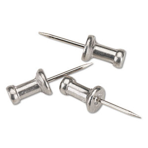 Aluminum Head Push Pins, Aluminum, Silver, 1/2", 100/Box by ADVANTUS CORPORATION