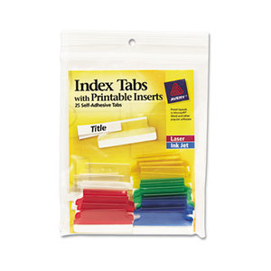 Insertable Index Tabs with Printable Inserts, 1 1/2, Assorted, White, 25/Pack by AVERY-DENNISON