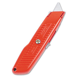 Interlock Safety Utility Knife w/Self-Retracting Round Point Blade, Red Orange by STANLEY BOSTITCH