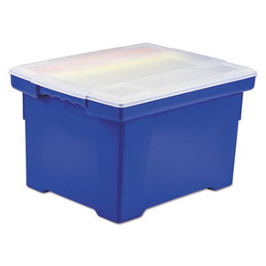 Storex 61554U01C Plastic File Tote Storage Box, Letter/Legal, Snap-On Lid, Blue/Clear by STOREX