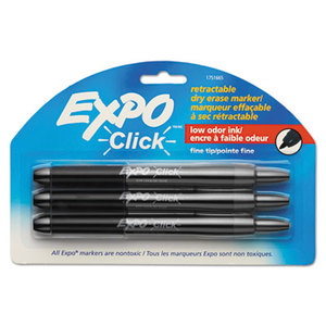 Sanford, L.P. 1751665 Click Dry Erase Markers, Fine Tip, Black, 3 per Pack by SANFORD