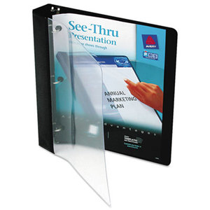 Avery 10852 See-Thru View Binder w/Round Rings, 11 x 8 1/2, 1" Cap, Black by AVERY-DENNISON