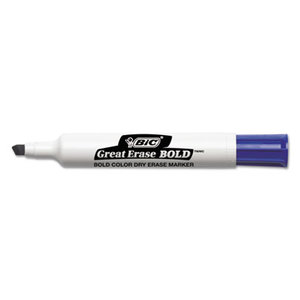 BIC DEC11-BE Great Erase Bold Tank-Style Dry Erase Marker, Chisel Tip, Blue, Dozen by BIC CORP.