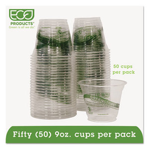 GreenStripe Cold Drink Cups, 9oz, Clear, 50/Pack by ECO-PRODUCTS,INC.