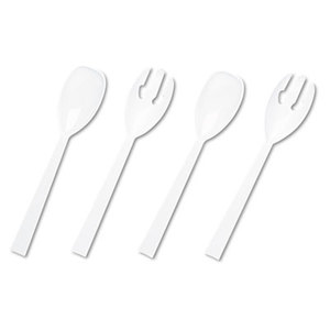 Table Set Plastic Serving Forks & Spoons, White, 2/Pack, 12 Packs/Box by TABLEMATE PRODUCTS, CO.