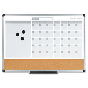 Bi-silque S.A MB3507186 3-in-1 Planner, 24X18, Dry Erase/Calendar/Cork, Alum. Frame by BI-SILQUE VISUAL COMMUNICATION PRODUCTS INC