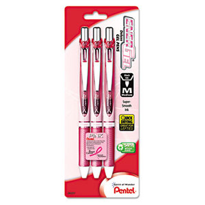 PENTEL OF AMERICA BL77PBP3A-BC EnerGel RTX Retractable Liquid Gel Pen, .7mm, Pink Barrel, Black Ink. 3/Pack by PENTEL OF AMERICA