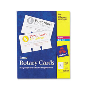 Avery 5386 Large Rotary Cards, Laser/Inkjet, 3 x 5, 3 Cards/Sheet, 150 Cards/Box by AVERY-DENNISON