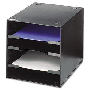 Safco Products 3112BL Steel Desktop Sorter, Four Compartments, Steel, 11 x 12 x 10, Black by SAFCO PRODUCTS