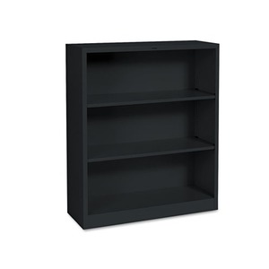 HON COMPANY S42ABCP Metal Bookcase, Three-Shelf, 34-1/2w x 12-5/8d x 41h, Black by HON COMPANY