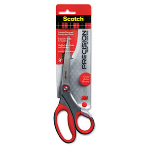 Precision Scissors, Pointed, 8" Length, 3-1/8" Cut, Gray/Red by 3M/COMMERCIAL TAPE DIV.
