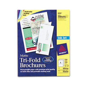 Avery 8324 Tri-Fold Brochures for Inkjet Printers, 8 1/2 x 11, Matte White, 100 Sheets/Box by AVERY-DENNISON