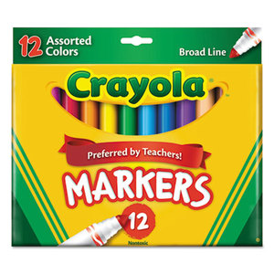 Non-Washable Markers, Broad Point, Classic Colors, 12/Set by BINNEY & SMITH / CRAYOLA