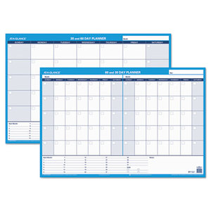 AT-A-GLANCE PM233-28 30/60-Day Undated Horizontal Erasable Wall Planner, 36 x 24, White/Blue, by AT-A-GLANCE