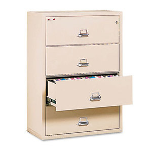 Four-Drawer Lateral File, 37-1/2w x 22-1/8d, Letter/Legal, Parchment by FIRE KING INTERNATIONAL