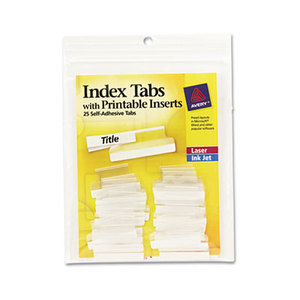 Insertable Index Tabs with Printable Inserts, One, Clear Tab, 25/Pack by AVERY-DENNISON