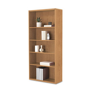 HON COMPANY H107569.CC 10700 Series Wood Bookcase, 5 Shelf/3 Adjust, 32 3/8 x 13 1/8 x 71, Harvest by HON COMPANY