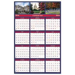 US Monuments Reversible/Erasable Yearly Wall Calendar, 24 x 37, 2016 by HOUSE OF DOOLITTLE
