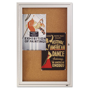 Quartet 2363 Enclosed Bulletin Board, Natural Cork/Fiberboard, 24 x 36, Silver Aluminum Frame by ACCO BRANDS, INC.