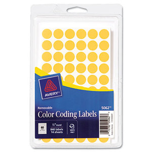 Avery 05062 Handwrite Only Removable Round Color-Coding Labels, 1/2" dia, Neon Orange,840/PK by AVERY-DENNISON