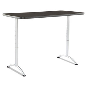 ICEBERG ENTERPRISES, LLC 69315 ARC Sit-to-Stand Tables, Rectangular Top, 30w x 60d x 42h, Gray Walnut/Silver by ICEBERG ENTERPRISES