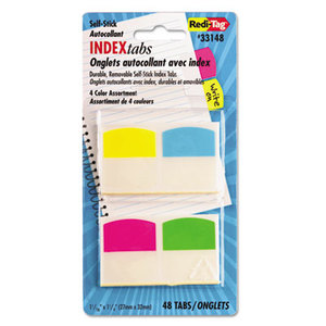 Write-On Self-Stick Index Tabs, 1 1/16 Inch, 4 Colors, 48/Pack by REDI-TAG CORPORATION