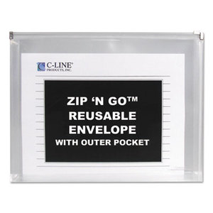 C-Line Products, Inc 48117 Zip N Go Reusable Envelope w/Outer Pocket, 13 x 10, Clear, 3/Pack by C-LINE PRODUCTS, INC