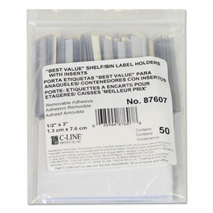 Self-Adhesive Label Holders, Top Load, 1/2 x 3, Clear, 50/Pack by C-LINE PRODUCTS, INC