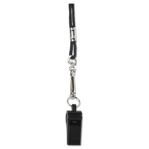 Sports Whistle with Black Nylon Lanyard, Plastic, Black by CHAMPION SPORT