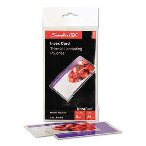 Laminating Pouches, 5 mil, 5 1/2 x 3 1/2, Index Card Size, 25/Pack by SWINGLINE