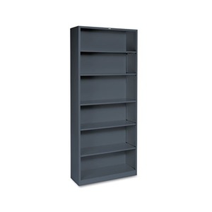 HON COMPANY S82ABCS Metal Bookcase, Six-Shelf, 34-1/2w x 12-5/8d x 81-1/8h, Charcoal by HON COMPANY