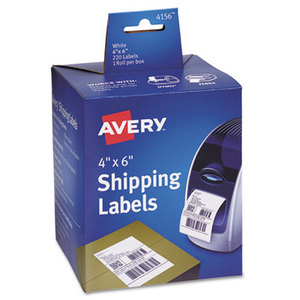 Avery 4156 Thermal Printer Labels, Shipping, 4 x 6, White, 220/Roll, 1 Roll/Box by AVERY-DENNISON