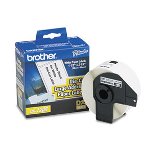 Brother Industries, Ltd DK-1208 Die-Cut Address Labels, 1.4" x 3.5", White, 400/Roll by BROTHER INTL. CORP.