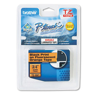 Brother Industries, Ltd TZEB41 TZ Standard Adhesive Laminated Labeling Tape, 3/4w, Black on Fluorescent Orange by BROTHER INTL. CORP.