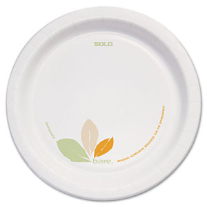 Bare Paper Dinnerware, 8 1/2"Plate, Green/Tan, 250/Carton by SOLO CUPS