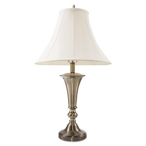 LEDU CORP. L9002 Three-Way Incandescent Table Lamp with Bell Shade, 27-3/4"h, Antique Brass by LEDU CORP.