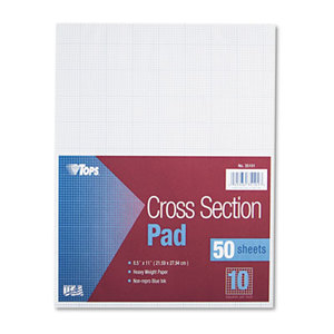 Tops Products 35101 Cross Section Pads w/10 Squares, 8 1/2 x 11, White, 50 Sheets by TOPS BUSINESS FORMS