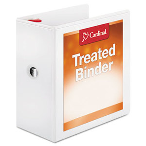Cardinal Brands, Inc 32150 Treated Binder ClearVue Locking Slant-D Ring Binder, 5" Cap, 11 x 8 1/2, White by CARDINAL BRANDS INC.
