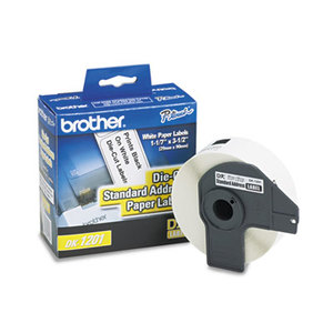 Brother Industries, Ltd DK-1201 Die-Cut Address Labels, 1.1" x 3.5", White, 400/Roll by BROTHER INTL. CORP.