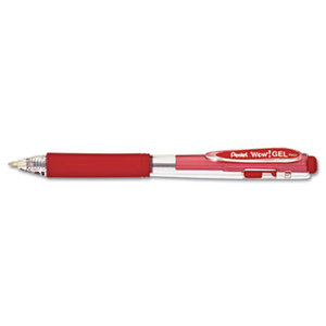 WOW! Retractable Gel Pen, .7mm, Translucent Barrel, Red Ink, Dozen by PENTEL OF AMERICA