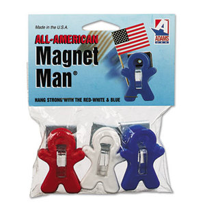 Magnet Man Clip, Plastic, Assorted Colors, 3/Pack by ADAMS MANUFACTURING CORP.