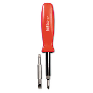 4 in-1 Screwdriver w/Interchangeable Phillips/Standard Bits, Assorted Colors by GREAT NECK SAW MFG.