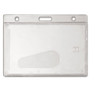 Frosted Rigid Badge Holder, 2 1/8 x 3 3/8, Clear, Horizontal, 25/BX by ADVANTUS CORPORATION