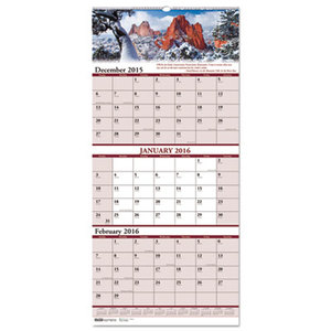 Scenic Compact Three-Month Horizontal Wall Calendar, 8 x 17, 2015-2017 by HOUSE OF DOOLITTLE