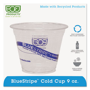 BlueStripe Recycled Clear Plastic Cold Cups, 9oz, 100/Pack, 10 Packs/Carton by ECO-PRODUCTS,INC.