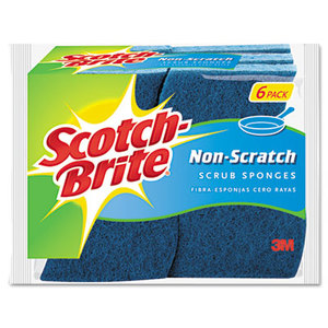 3M 526 Non-Scratch Multi-Purpose Scrub Sponge, 4 2/5 x 2 3/5, Blue, 6/Pack by 3M/COMMERCIAL TAPE DIV.